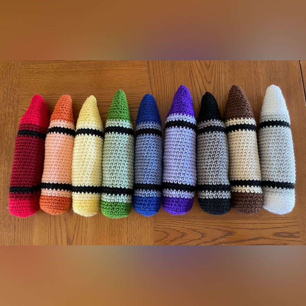 Handmade Crochet Crayons, Teacher supplies, school, preschool